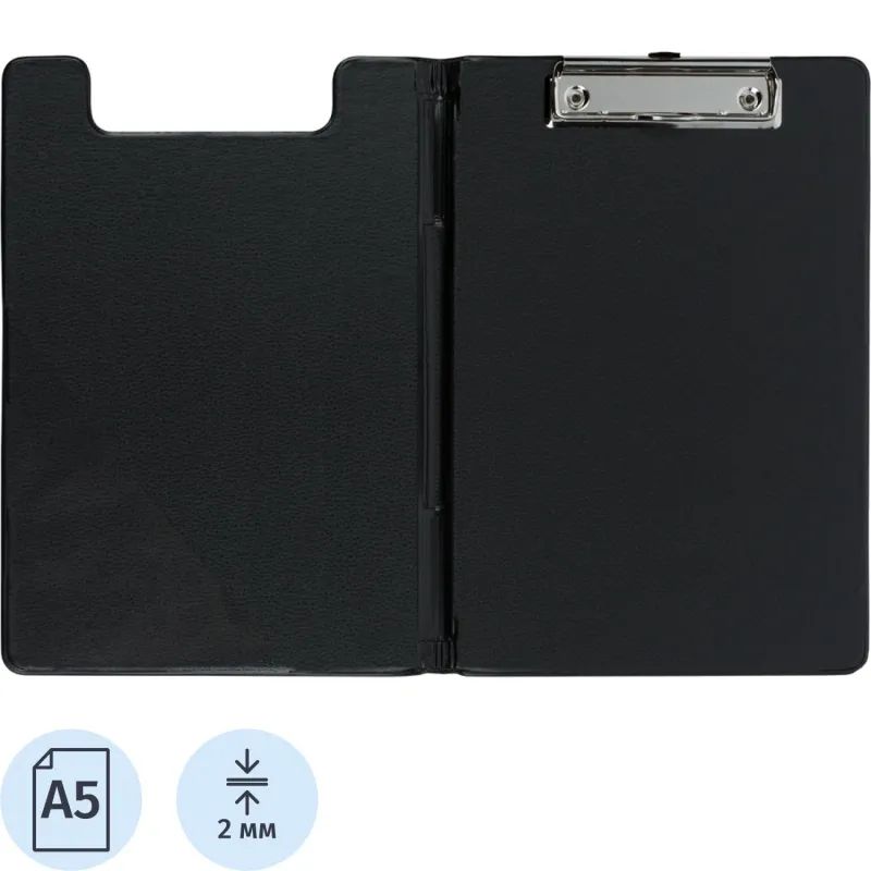 Папка-планшет  A5 с верх.створкой, черный Россия