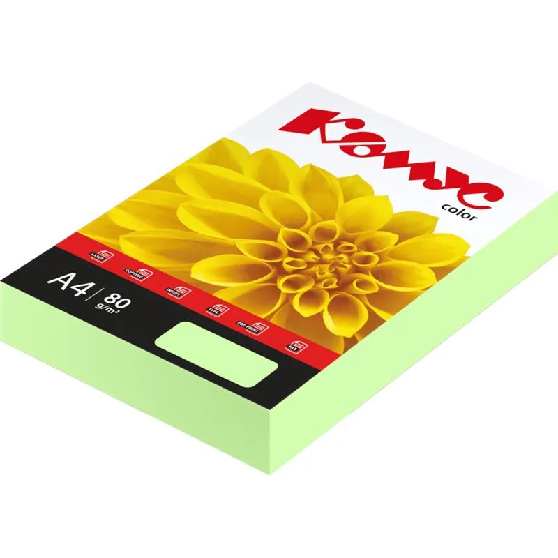 Бумага цветная Комус Color (зеленая пастель), 80г, А4, 500 л.