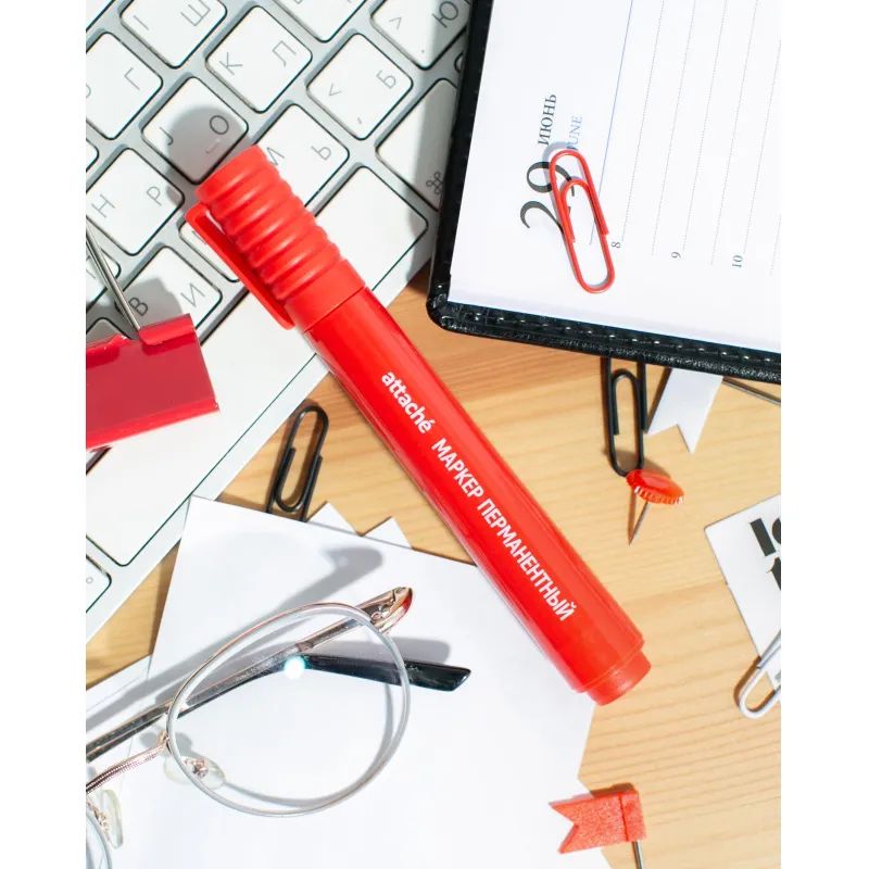 Маркер перманентный универсальный Attache Economy красный 2-3 мм