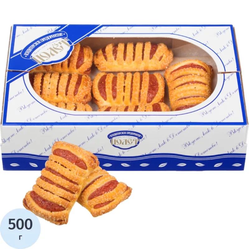 Печенье Полет слоеный десерт штрудлики с малиной, 500г