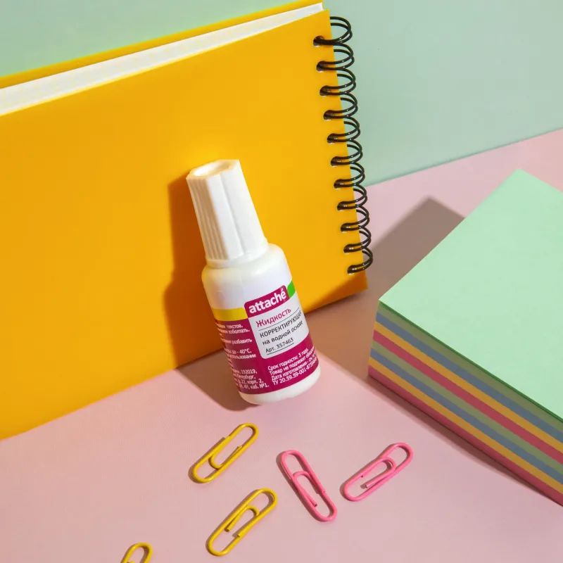 Корректирующая жидкость Attache 20мл на водной основе, кисточка