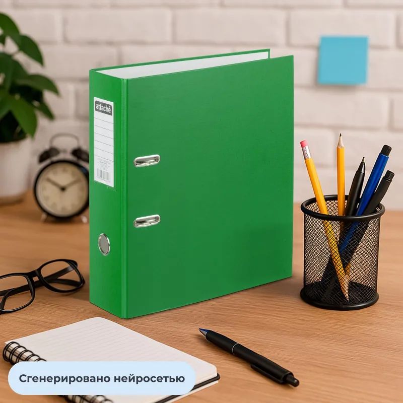 Папка-регистратор с арочн.мех.AttacheSelection Экономи 90мм,зел,ПБП1,карм.к