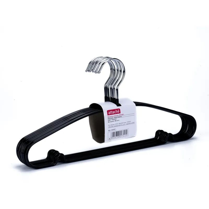 Вешалка-плечики WW_Attache MHT001/MHP048 мет,пер,покр.ПВХ,р48-50 чер УП10шт