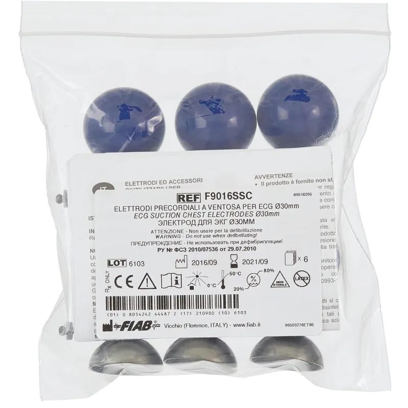 Электроды для ЭКГ многораз. D 30 грудные комплект 6 шт Fiab F9009SSC