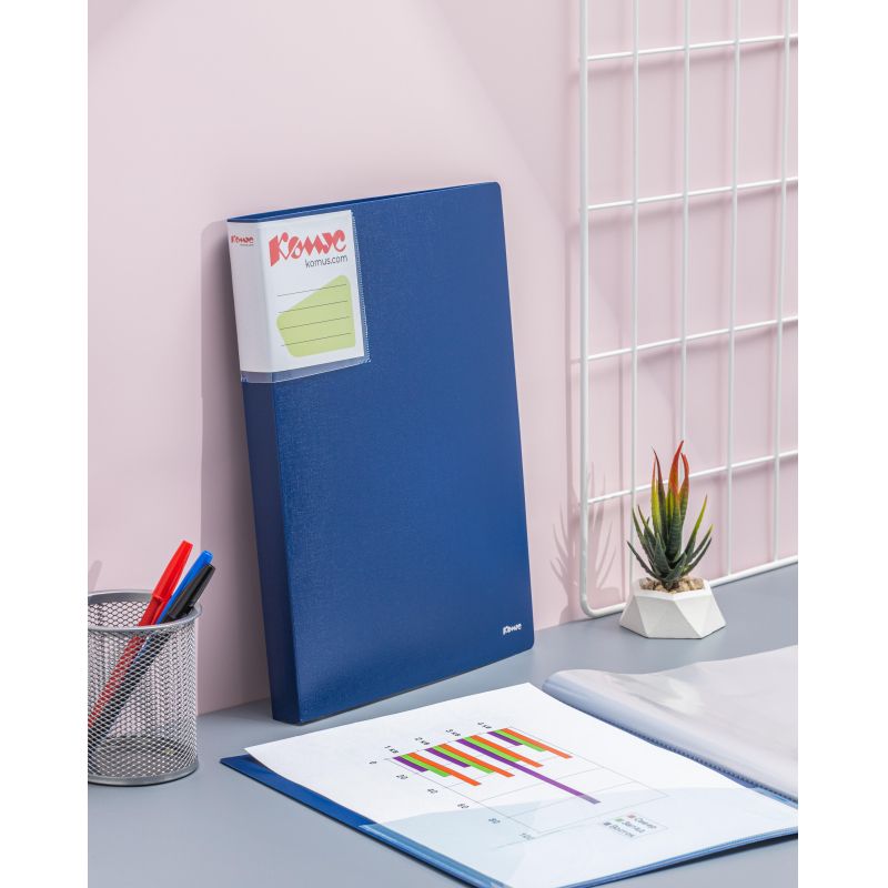 Папка файловая 40 файлов Комус Шелк синяя