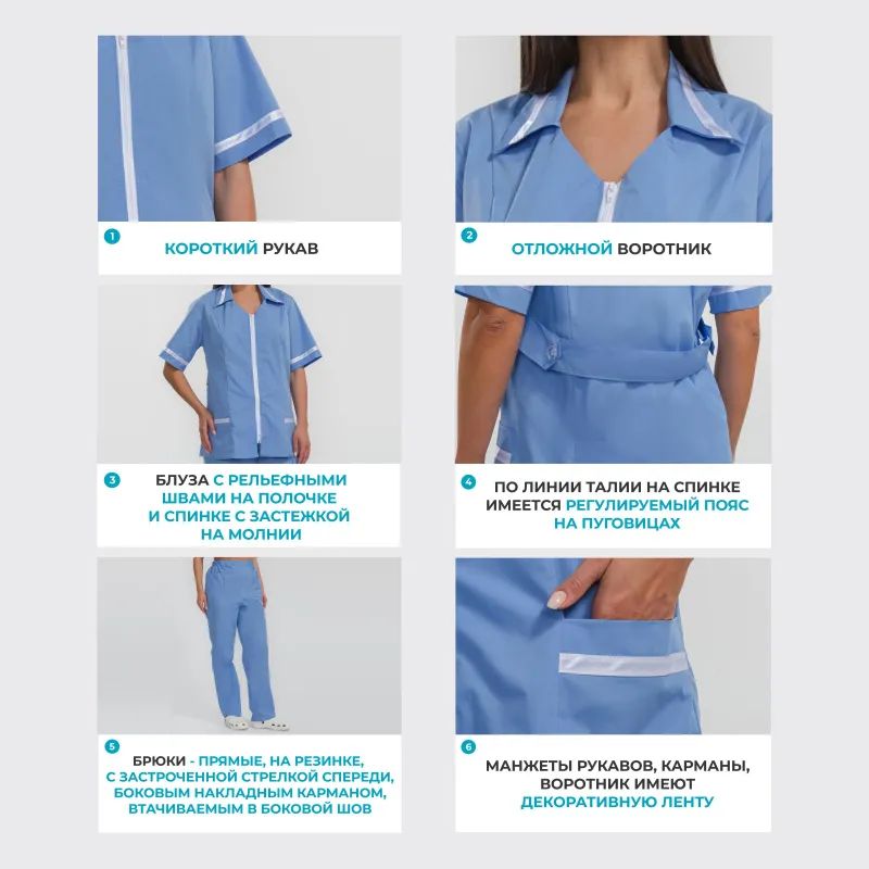 Костюм для медицинского персонала м09-КБР серо-голуб (р.52-54) 158-164