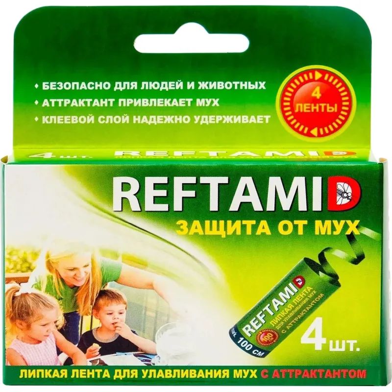 Средство от насекомых РЕФТАМИД липкая лента от мух 4 шт