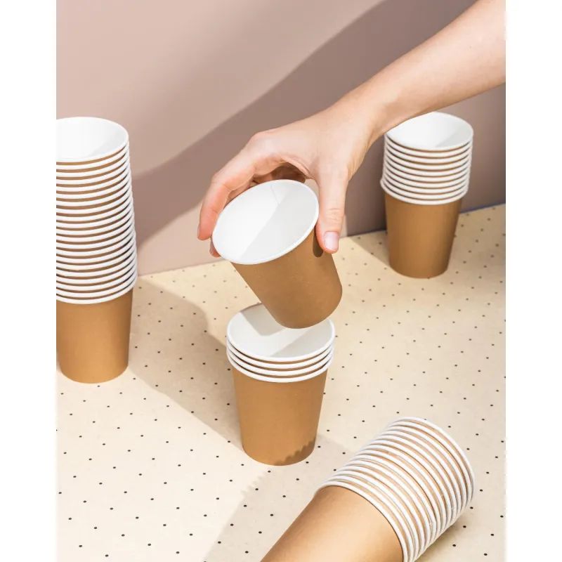 Стакан одноразовый бум 1-сл. d-80мм 200мл Крафт 50шт/уп (SP9S)