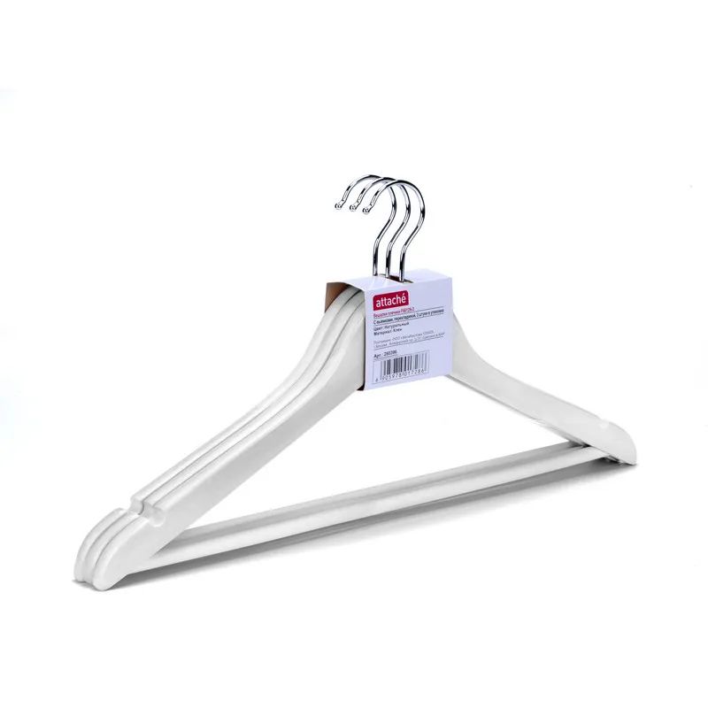 Вешалка-плечики WW_ Attache F6612NM-W3/LH001-W дер,пер,плос,р48-50бел.УП3шт