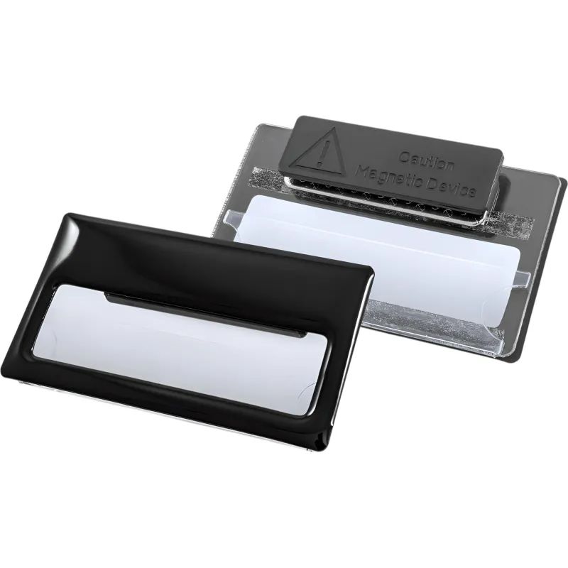 Бейдж с окном для сменной информации,  размер  70x40 мм, черный, на магните