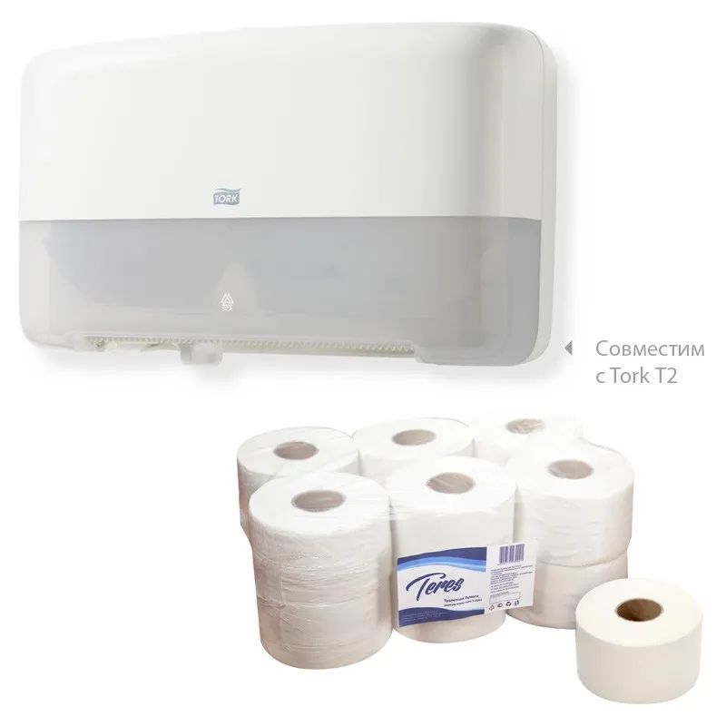 Бумага туалетная д/дисп Терес Эконом мини 1сл бел 200м 12рул/уп T-0024