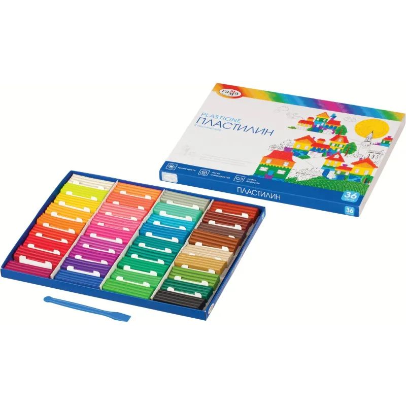 Пластилин классический Гамма КЛАССИЧЕСКИЙ 36 цв,со стеком,к/к 720г,281037