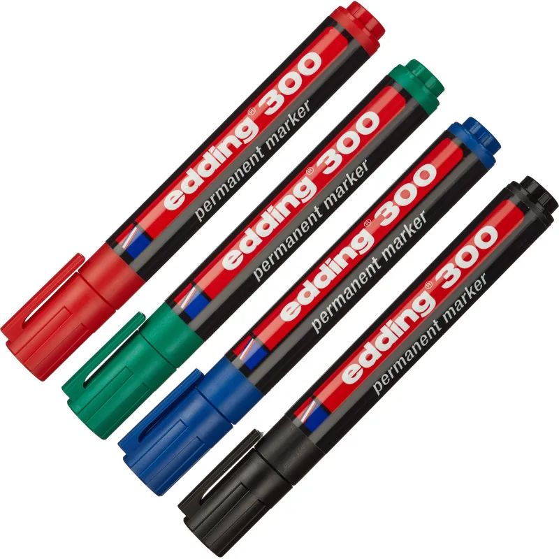 Набор маркеров перманентных EDDING E-300 кругл. наконечник 1,5-3мм наб. 4цв