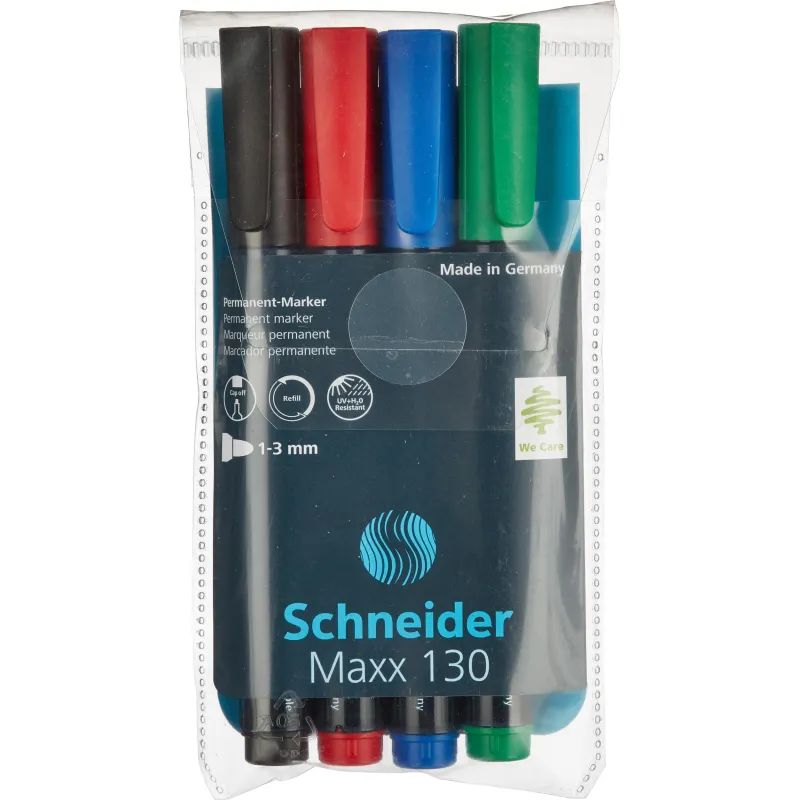 Маркер перманентный SCHNEIDER Maxx 130 набор 4 цв