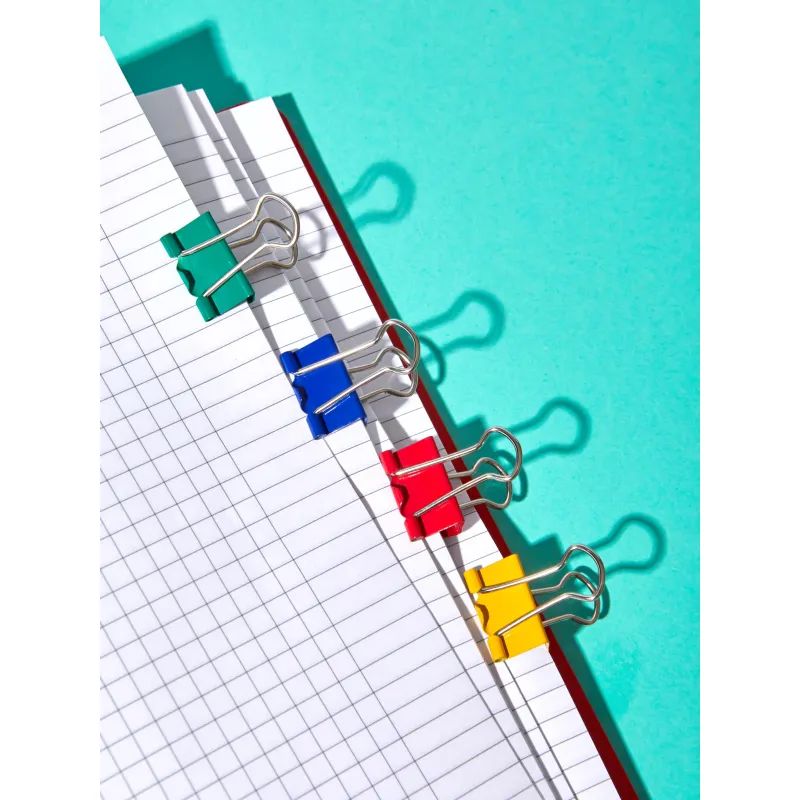 Зажимы для бумаг 19мм 12шт./уп. Комус цветные, картон