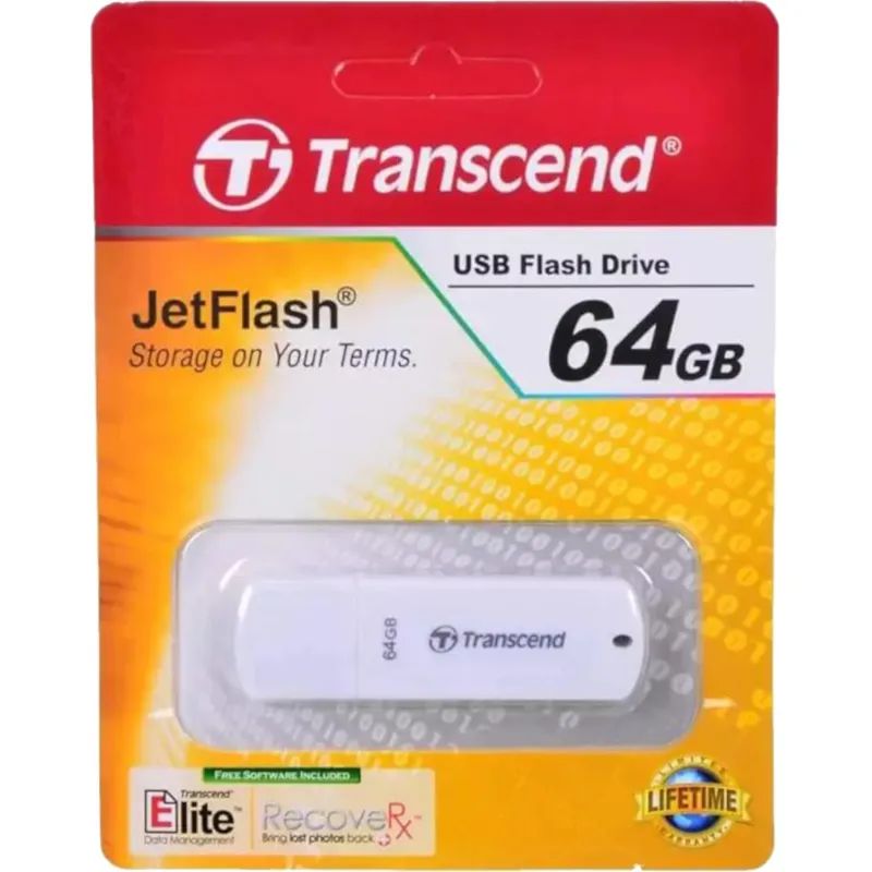 Флеш-память Transcend JetFlash 370, 64Gb, USB 2.0, бел, TS64GJF370
