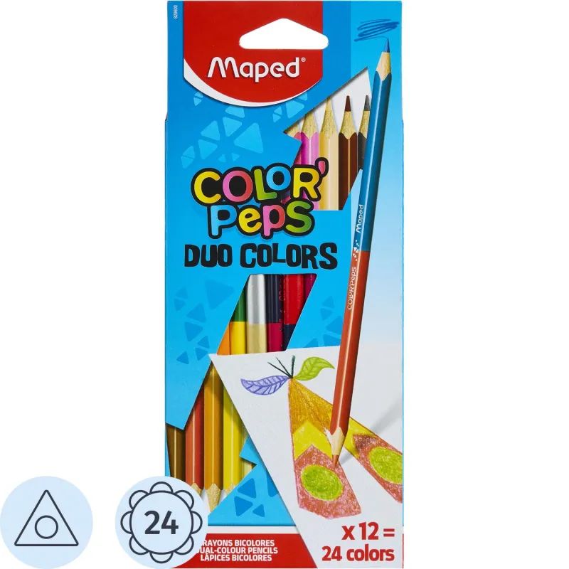 Карандаши цветные Maped COLOR&#039;PEPS DUO COLORS двухст,3хгр,дерев,24цв,829600