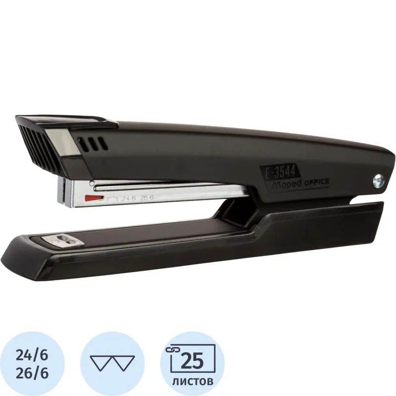 Степлер Maped ESSENTIALS METAL до25л,N24/6-26/6,метал,гл.зак82мм,чер,354411