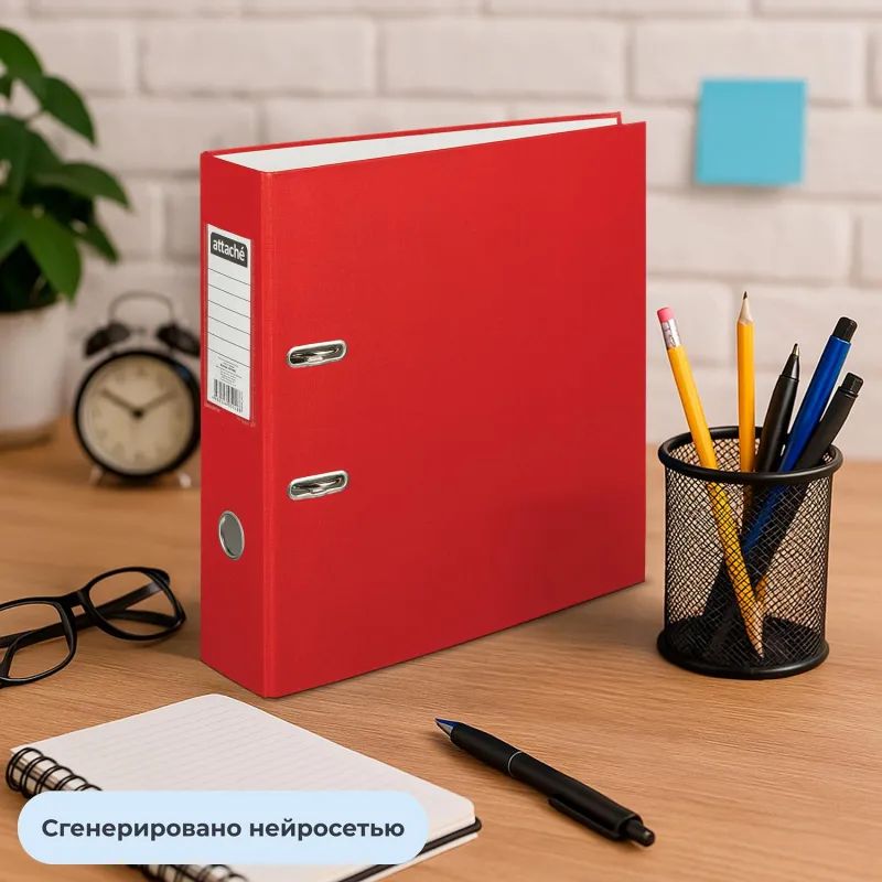 Папка-регистратор с арочн.мех.Attache Экономи 80 мм,красный,ПБП1,карм.кор