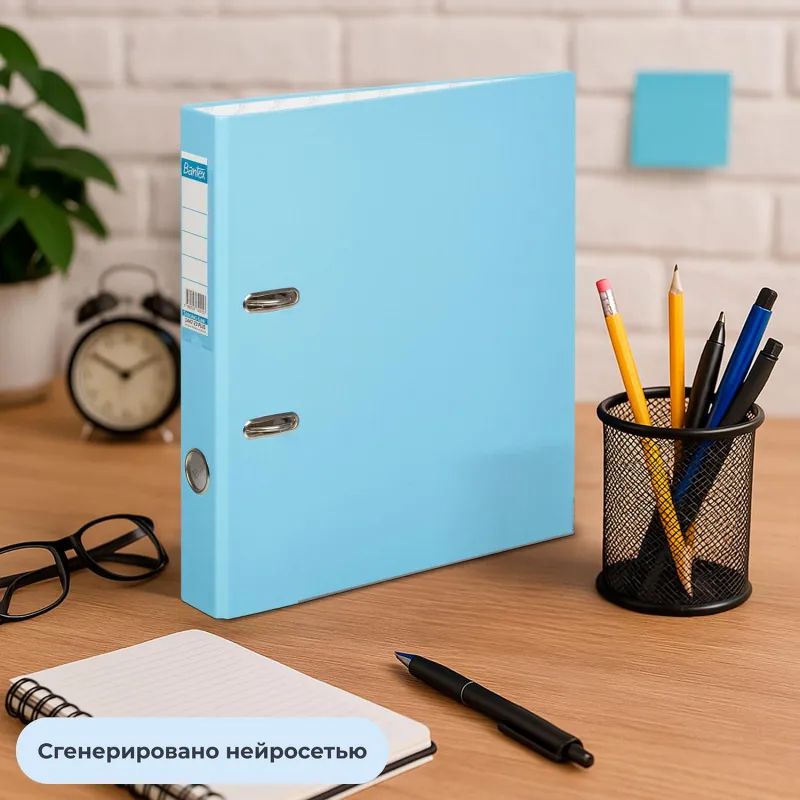 Папка-регистратор ECONOMY PLUS 50мм, голубой, ПБП1,карм.кор.,мет.уг