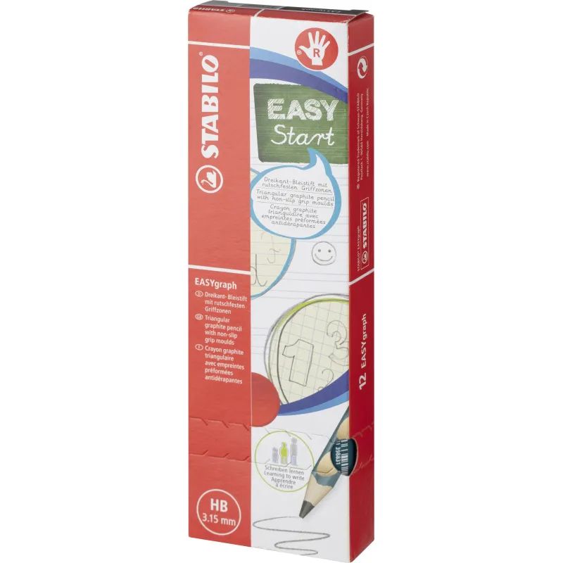 Карандаш чернографитный EASYgraph, ТРЕХГРАННЫЙ С УГЛУБЛЕНИЯМИ, ДЛЯ ЛЕВШЕЙ