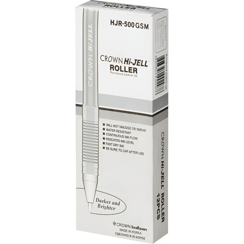 Ручка гелевая неавтомат. серебро металлик CROWN, 0,7мм