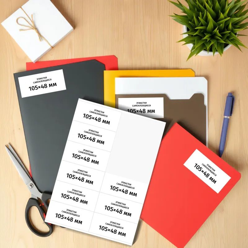 Этикетки самоклеящиеся 105х48 мм/12 шт. на листе А4 (100 лист