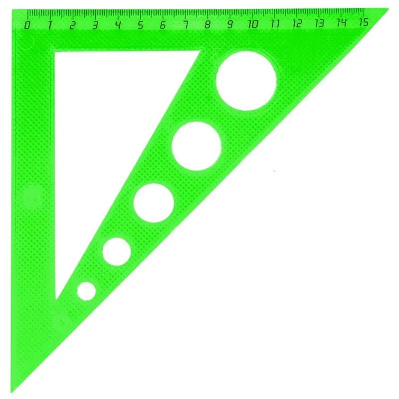 Набор средний: линейка 20см, угольники 16см и 10см, трансп-р 10см,цветасс.