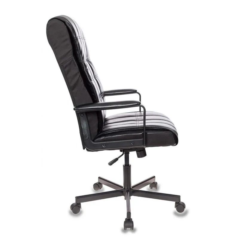 Кресло VB_EChair-562 TR рец. кожа черная, металл (детали в спинке)