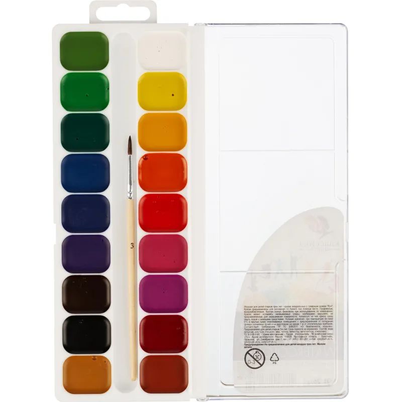 Краски акварельные Луч Классика 18 цв., с кистью, 19С 1293-08