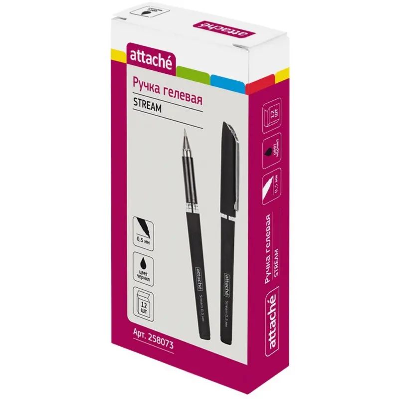 Ручка гелевая неавтомат. Attache Stream черный, 0,5мм нубук.корп,манж