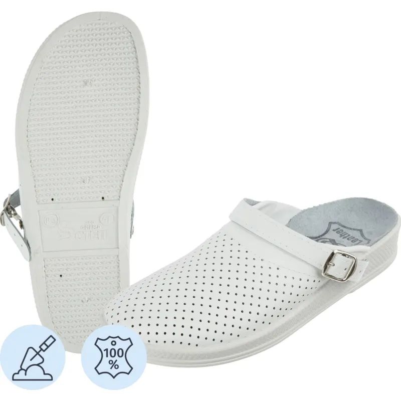 Сабо муж.нат.кожа цв.белый(р.42) (10-12-7)