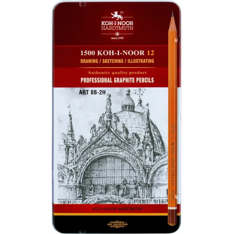 Набор карандашей черногр KOH-I-NOOR 1502/II 8B-2H 12шт./наб.,б/ласт, Чехия