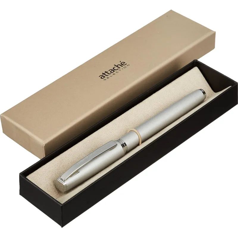 Ручка гелевая  Attache Selection Elegance,сереб.корп ,синий,футляр