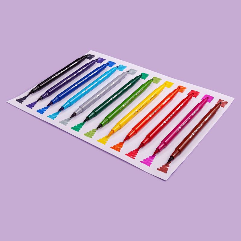 Фломастеры КИСТОЧКИ ДВУСТОРОННИЕ FUNCOLOR 12цв,в пластиковом пенале 32-0047