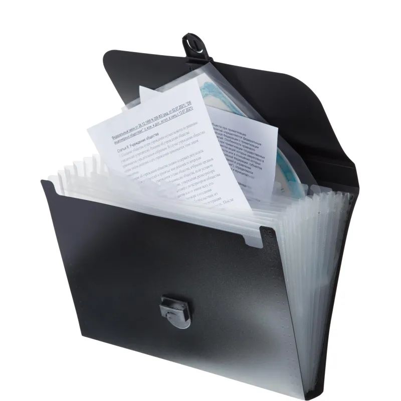 Портфель-картотека пластик ATTACHE черн.BF12/7 12 отд. Росси