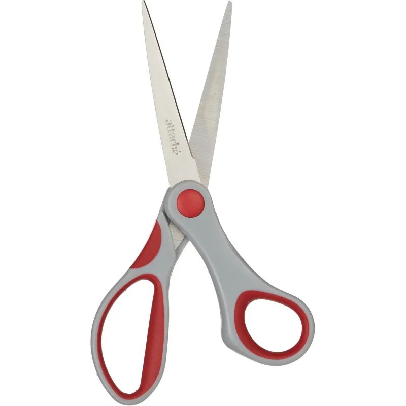 Ножницы Attache 180 мм с пласт.прорезинен.эллипт., красно-серыми ручками