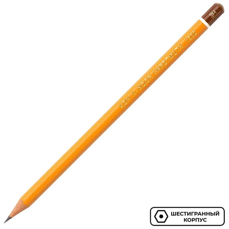 Карандаш чернографитный KOH-I-NOOR 1500/3H б/ласт, Чехия