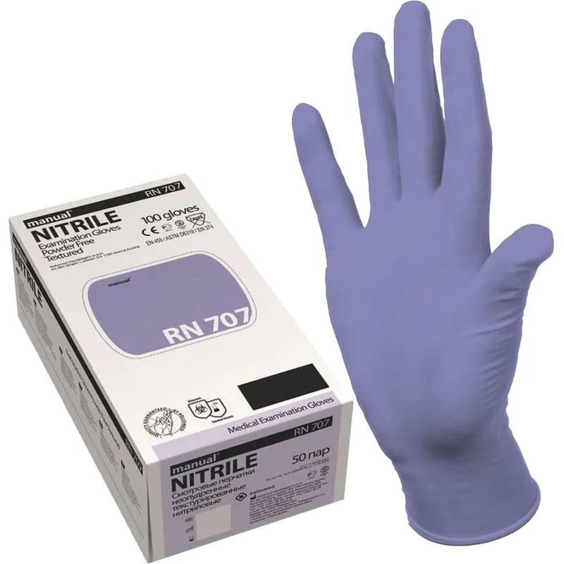 Перчатки мед.смотров. нитрил., нестер, MANUAL RN 707 (XL) 50пар