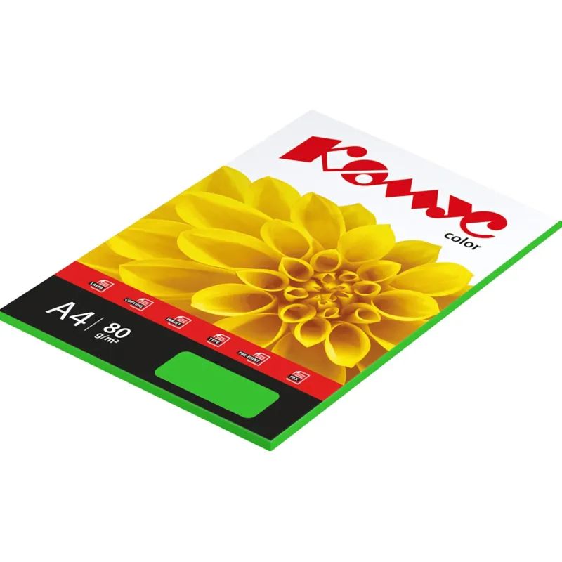 Бумага цветная Комус Color (зеленый интенсив), 80г, А4, 50 л.