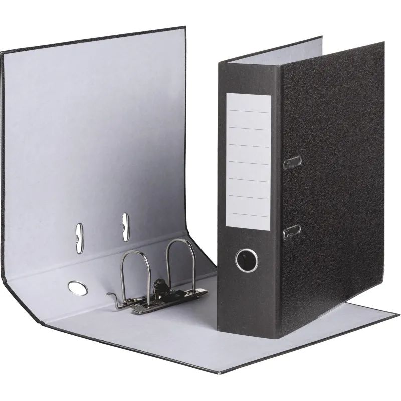 Папка-регистратор мрамор ,80 мм Элементари , мет уголк.,бум./бум.,черн