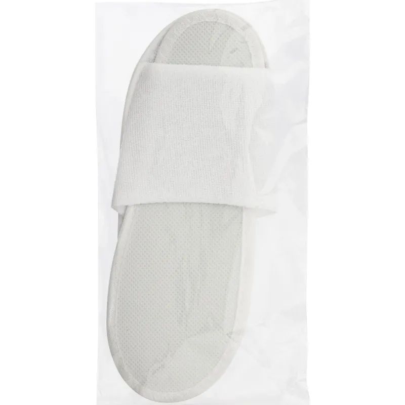 Тапочки одноразовые махровые Luscan с откр мысом,подошваЭВА3мм,бел100пар/уп