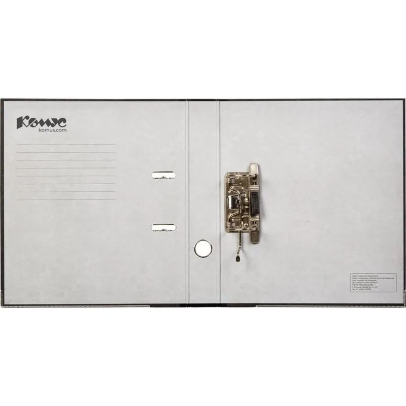 Папка-регистратор Комус мрамор.карт 50мм черн.кореш,бум/бум,карм.кор.мет.уг