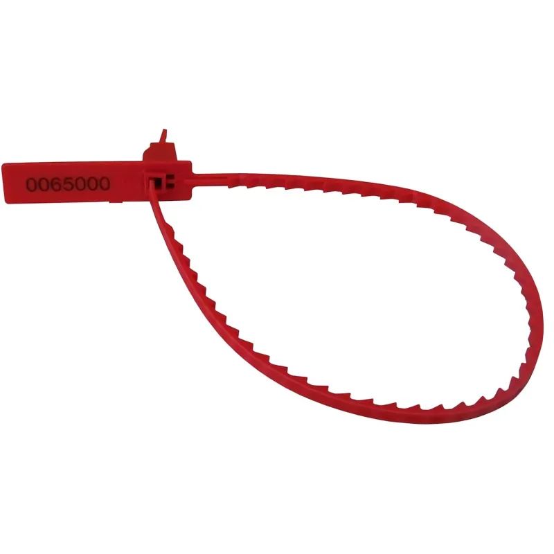 Пломба пластиковая номерная, одноразовая, 200мм, красные, узк. 500шт/уп