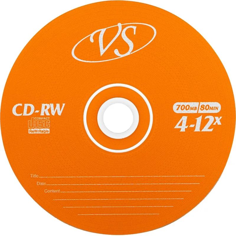 Носители информации CD-RW, 4x-12x, VS, Slim/5, VSCDRWSL501