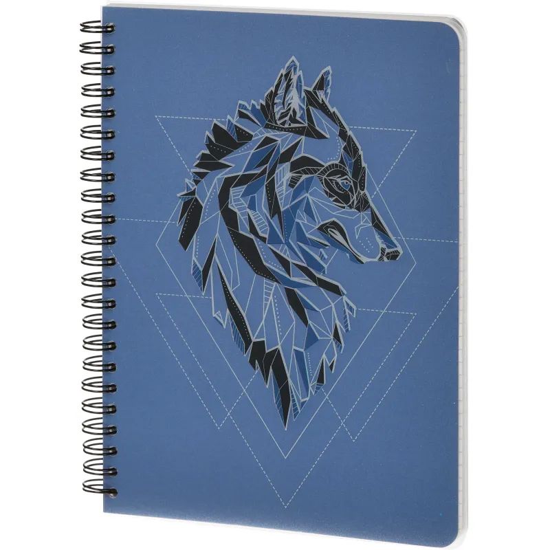 Тетрадь общая №1 School Волк 96л., пластиковая обл., запечат.лист, пружина