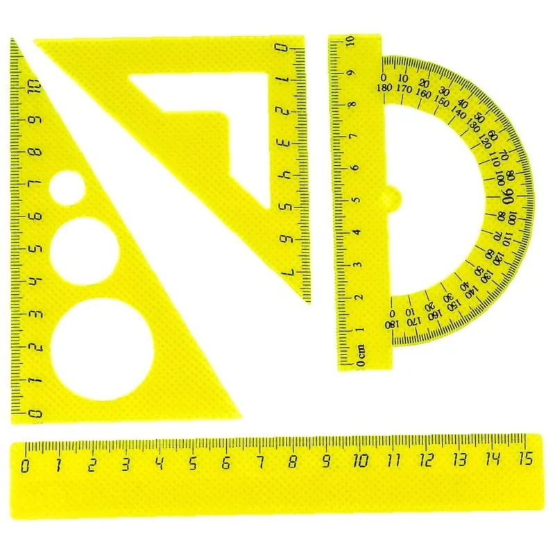 Набор малый: линейка 15см, угольники 10см и 7см, трансп-р 10см,цвет васс.