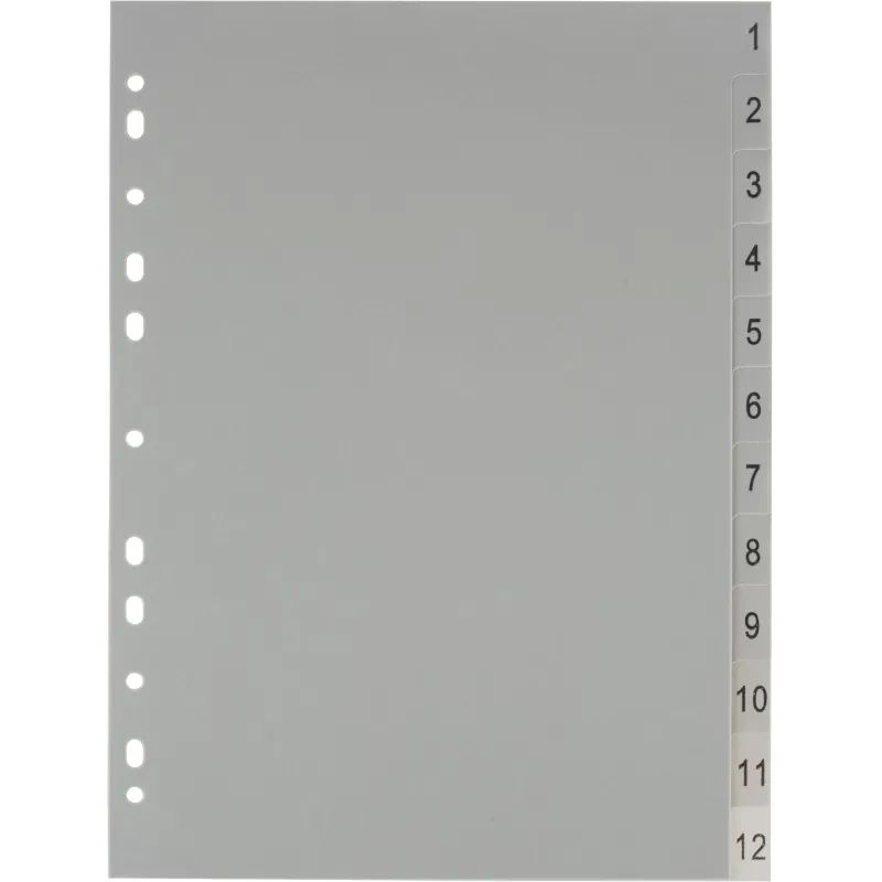 Разделитель листов из сер.пласт. с индексами Attache, А4, цифровой 1-12
