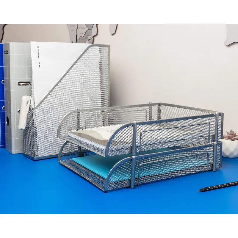 Лоток горизонтальный для бумаг Attache 83x340x268мм металл сетка серебр