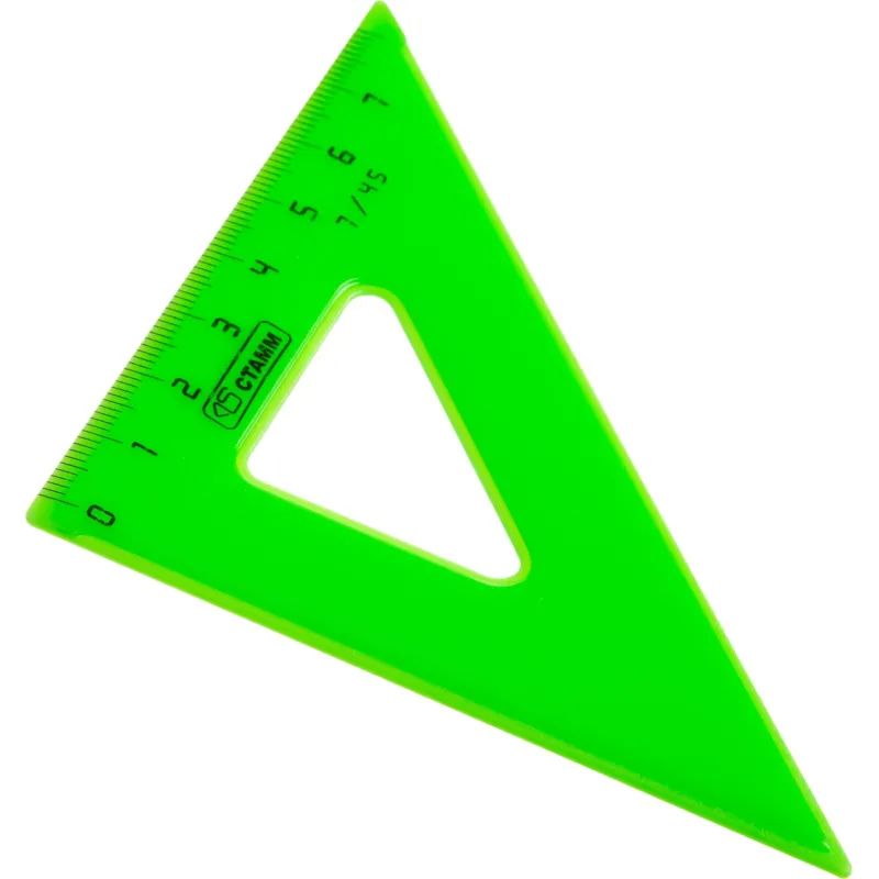 Треугольник 7 см угол 45 градусов пластик ТК-22 цвет ассорти